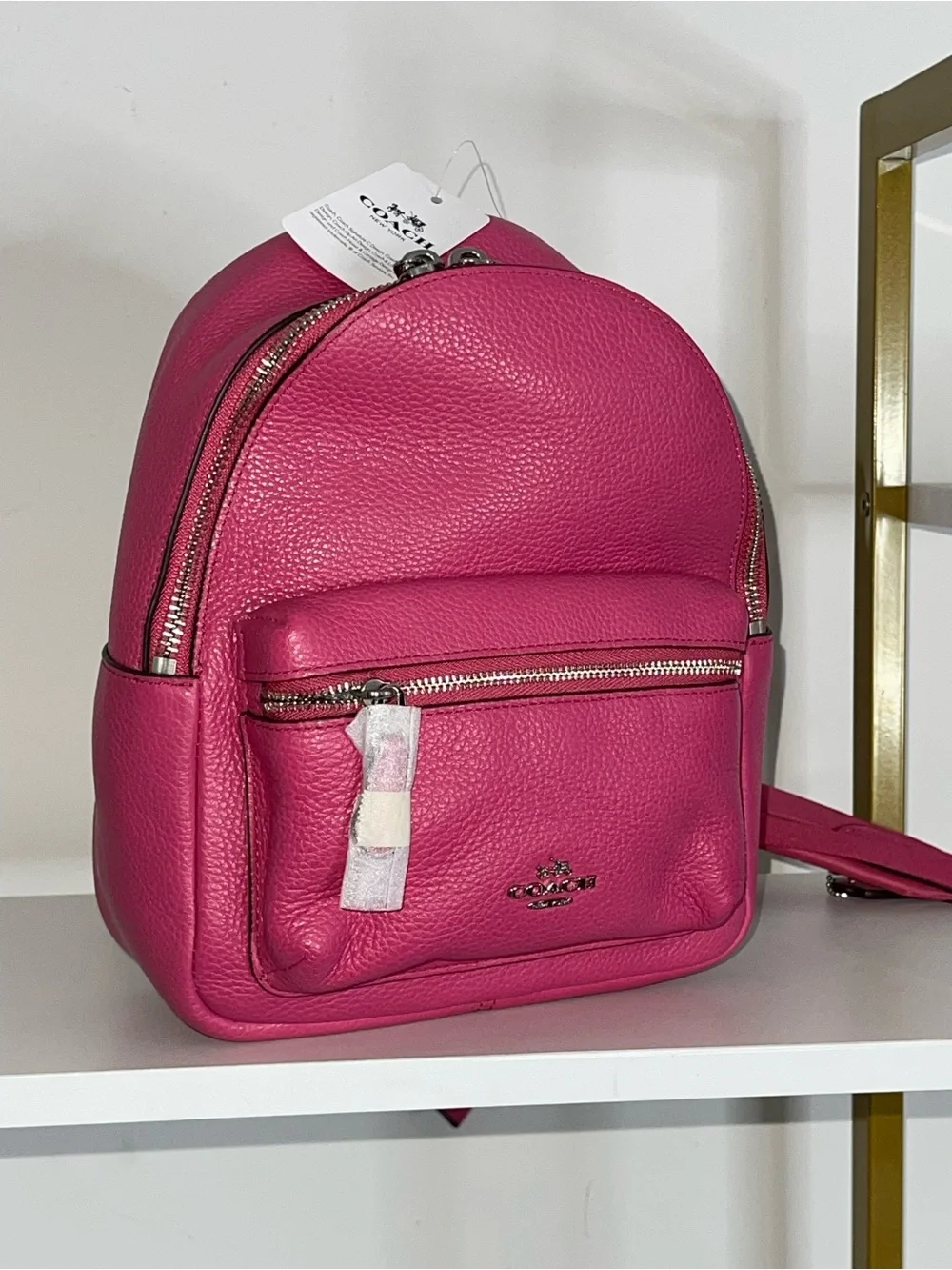 Coach Pink Mini Pebbled Backpack
